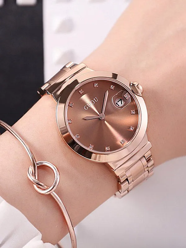 Rose Gold Diamond Green Women's Watch