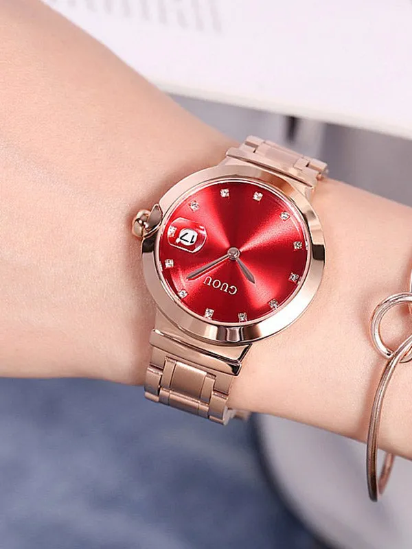Rose Gold Diamond Green Women's Watch