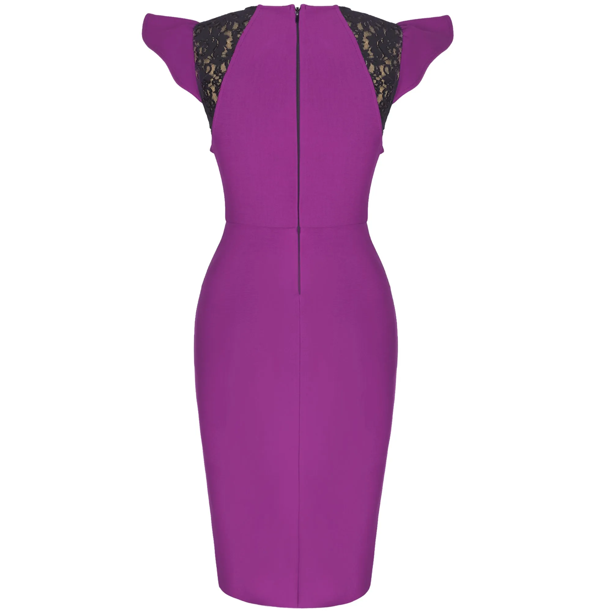 Round Neck Sleeveless Lace Midi Bandage Dress PP091432