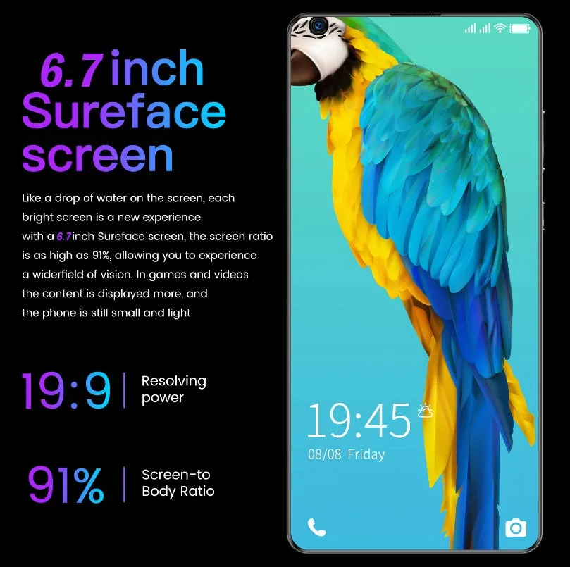 S30U Plus Mobile Phone 6.7-inch High-definition Large-screen 2 16GB Smartphone blue_British plug