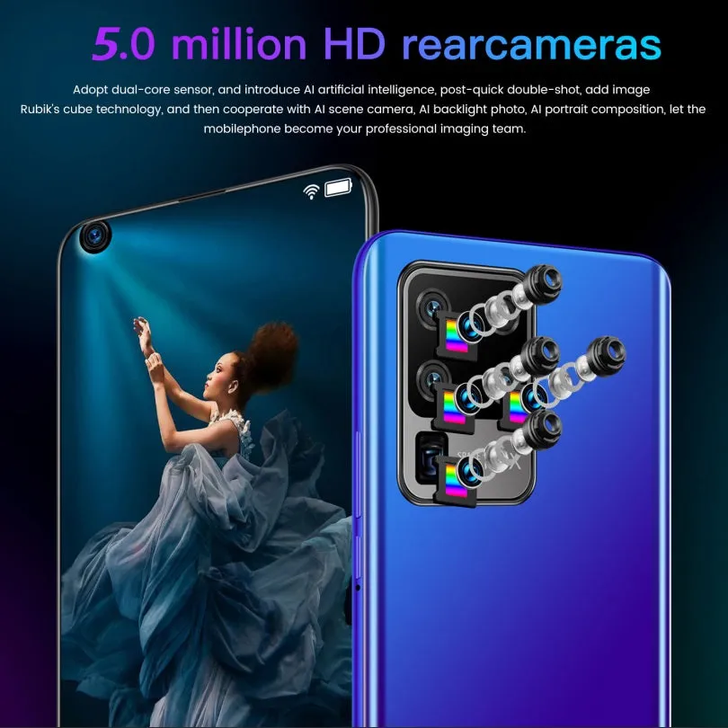 S30U Plus Mobile Phone 6.7-inch High-definition Large-screen 2 16GB Smartphone blue_British plug