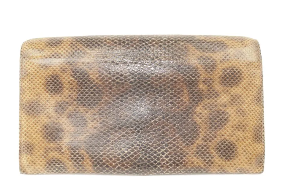 Salvatore Ferragamo Python Snakeskin Gancini Long Flap Wallet 22FK1203