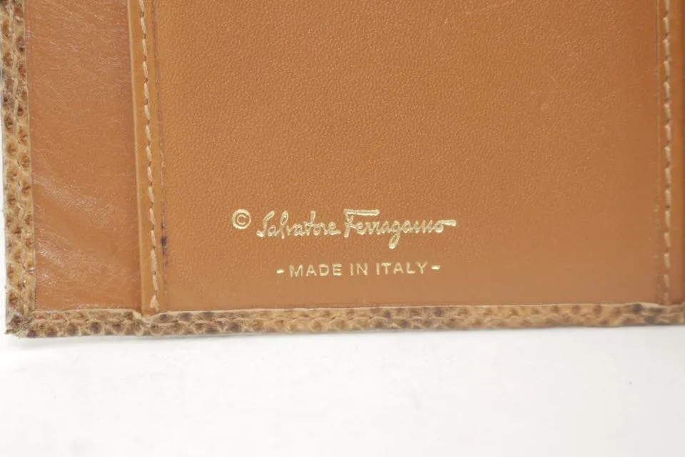 Salvatore Ferragamo Python Snakeskin Gancini Long Flap Wallet 22FK1203