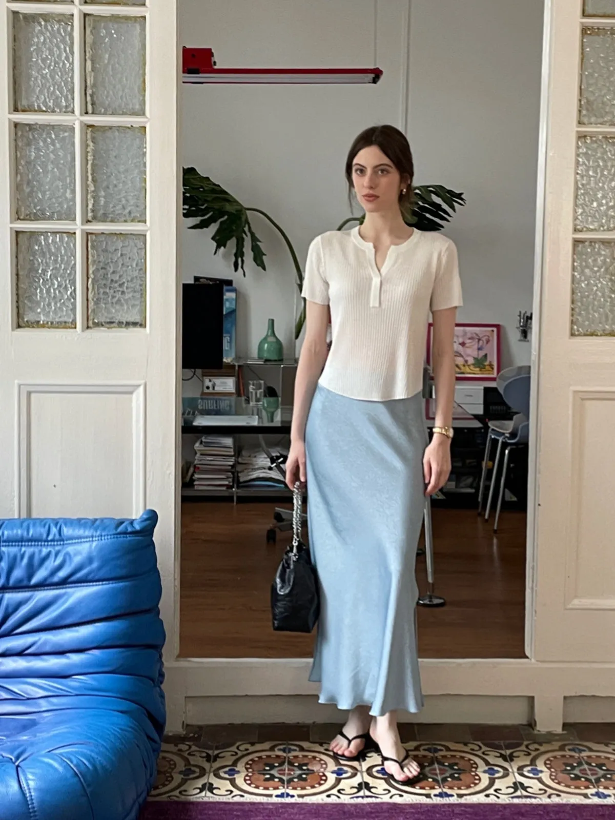 Satin Double Split Fishtail Skirt