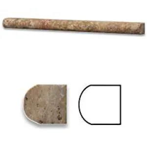 Scabos Travertine Honed 3/4 X 12 Bullnose Liner Trim Molding - Box of 80 pcs.