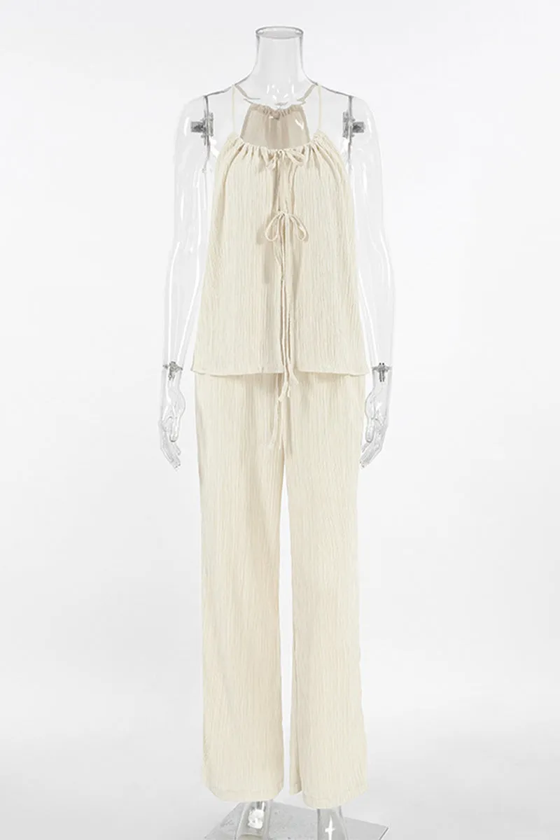 Sexy Pocket Strap Design Halter Sleeveless Two Pieces