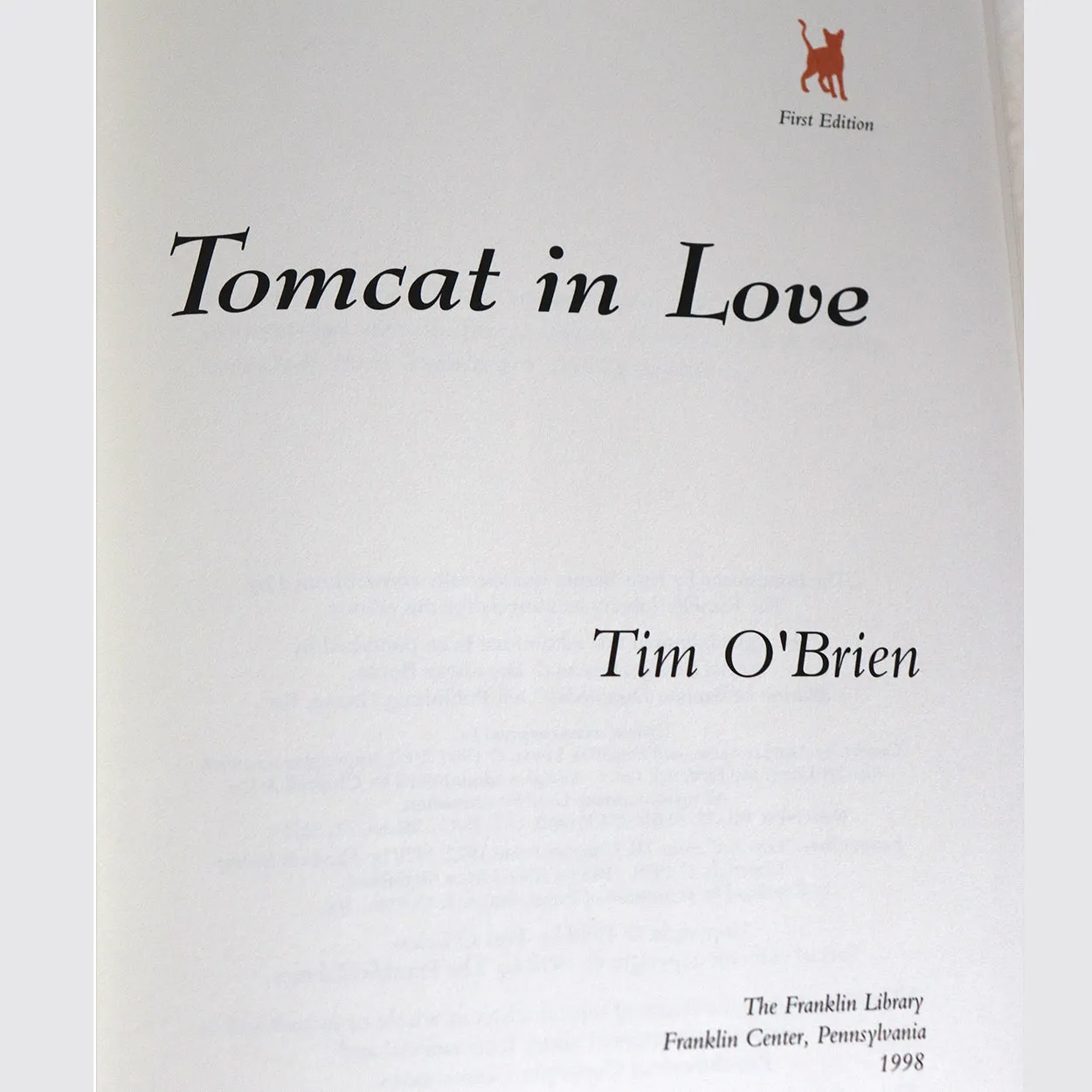 Signed First Edition Leather Book: Tomcat in Love by Tim O'Brien