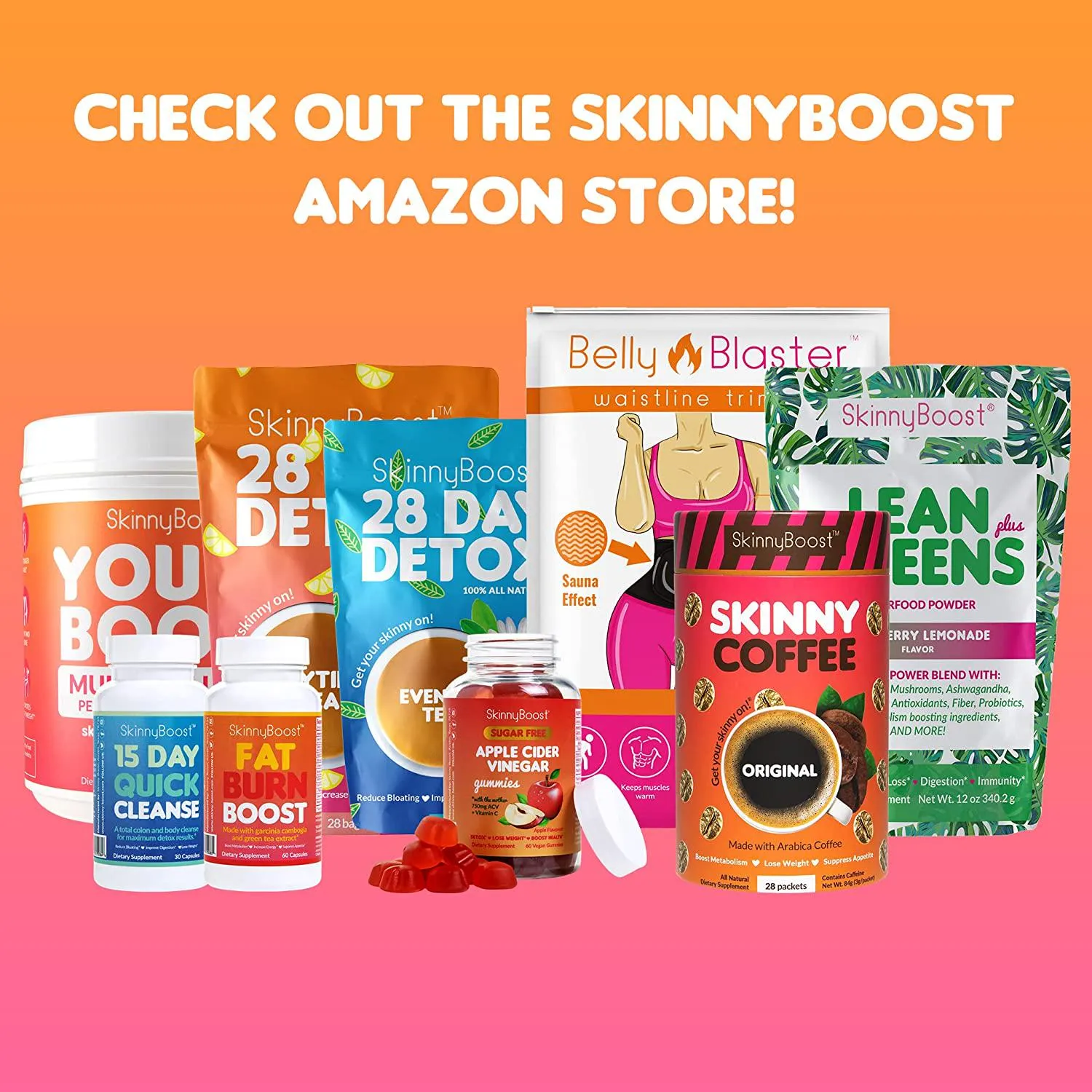 SkinnyBoost 28 Day Detox Tea Kit-1 Daytime Tea (28 Bags) 1 Evening Detox Tea (14 Bags) Non GMO, Vegan, Reduce Bloating, All Natural Detox and Cleanse