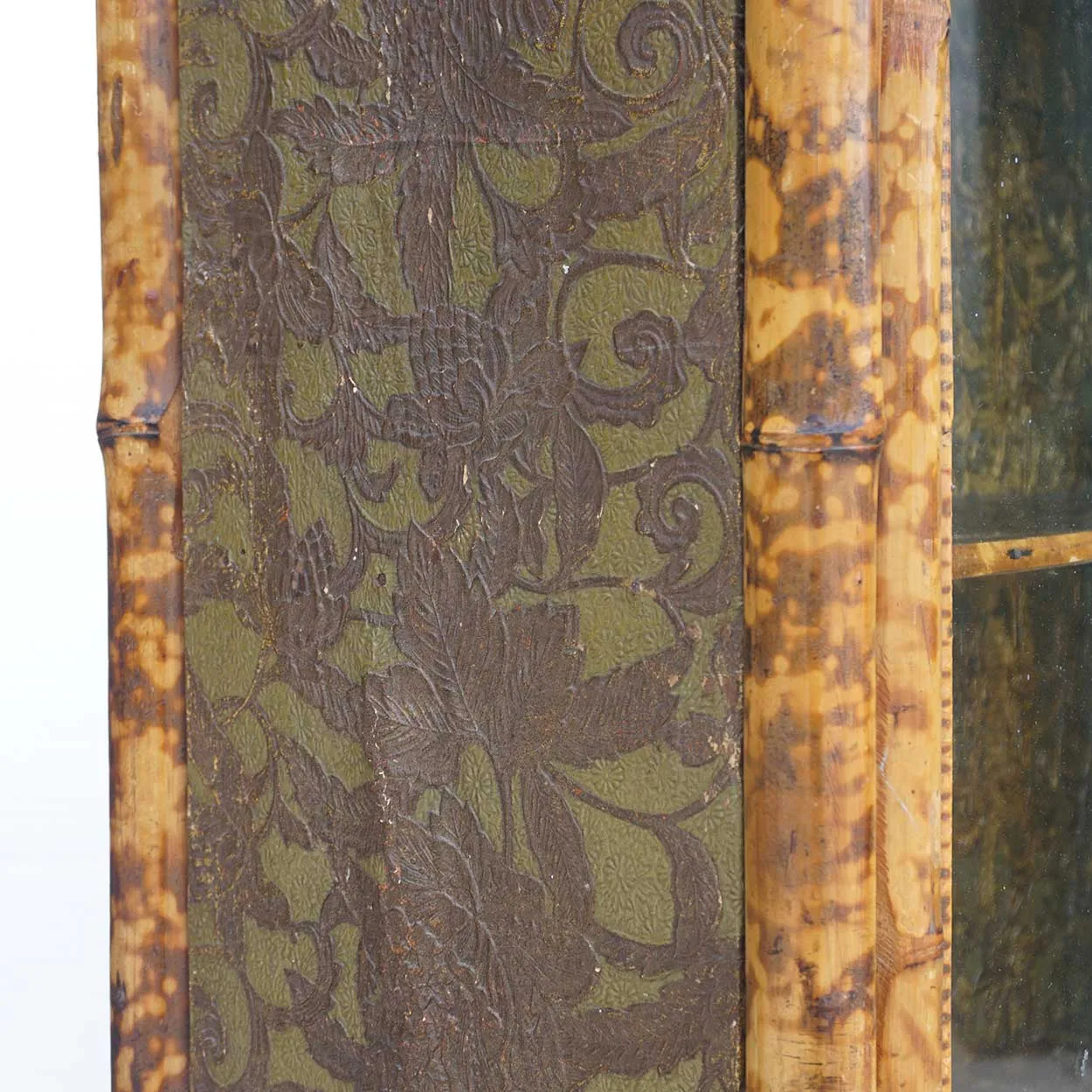 Small English Aesthetic Movement Lacquer, Pine and Bamboo Glazed Door Bookcase