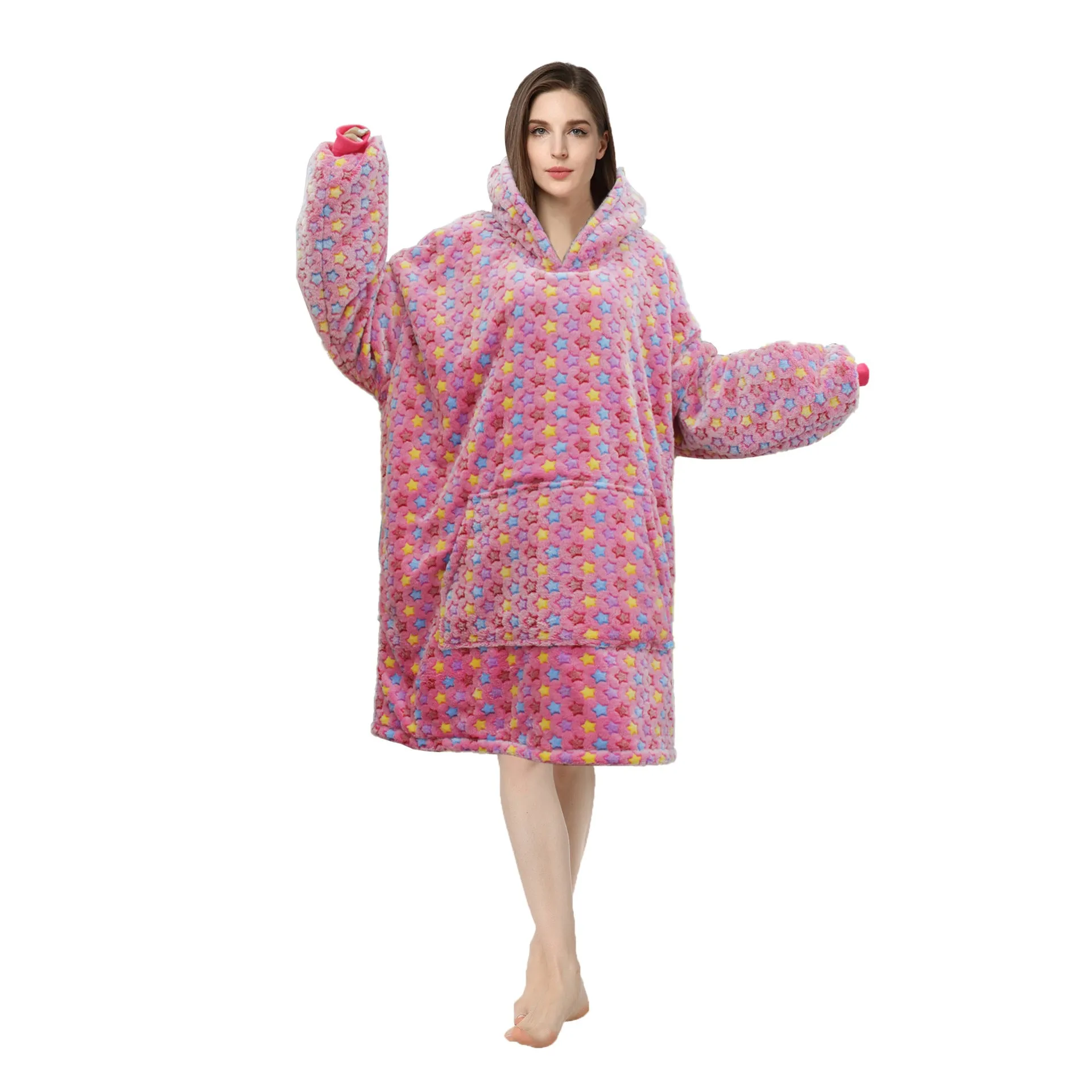 Soft Warm "Wearable Blanket" Coral Fleece Hoodie