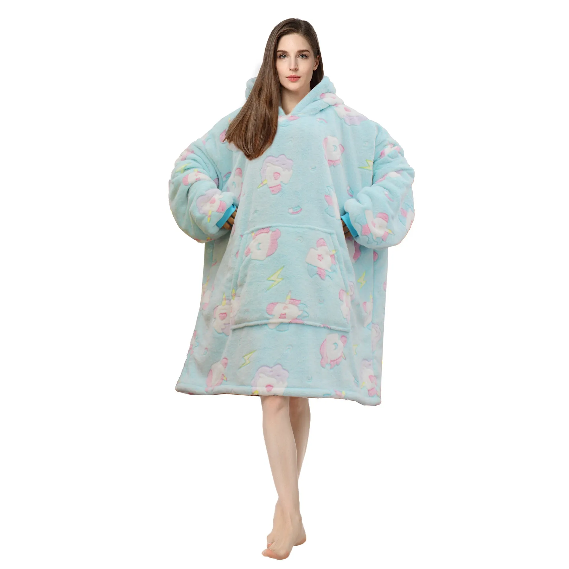 Soft Warm "Wearable Blanket" Coral Fleece Hoodie