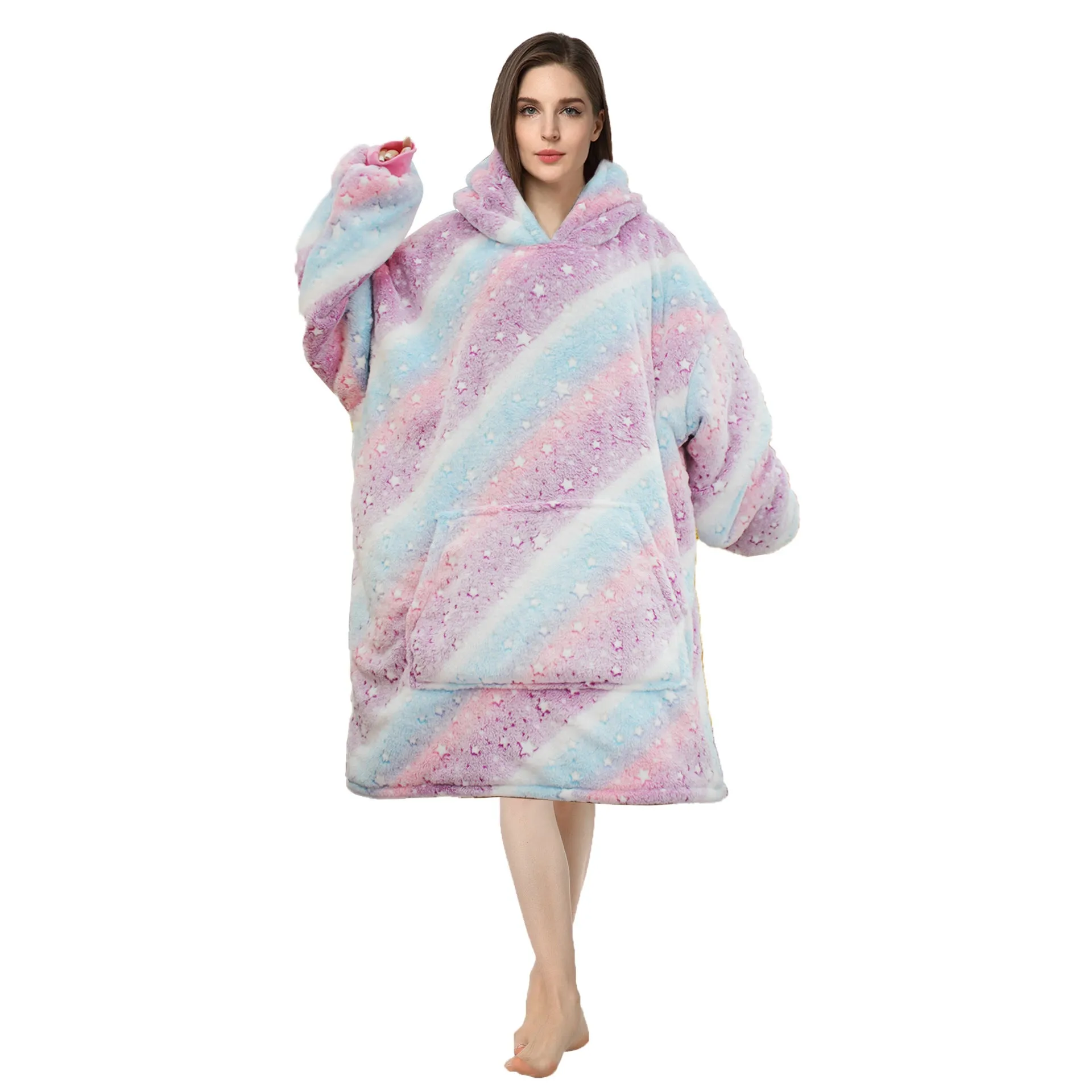 Soft Warm "Wearable Blanket" Coral Fleece Hoodie