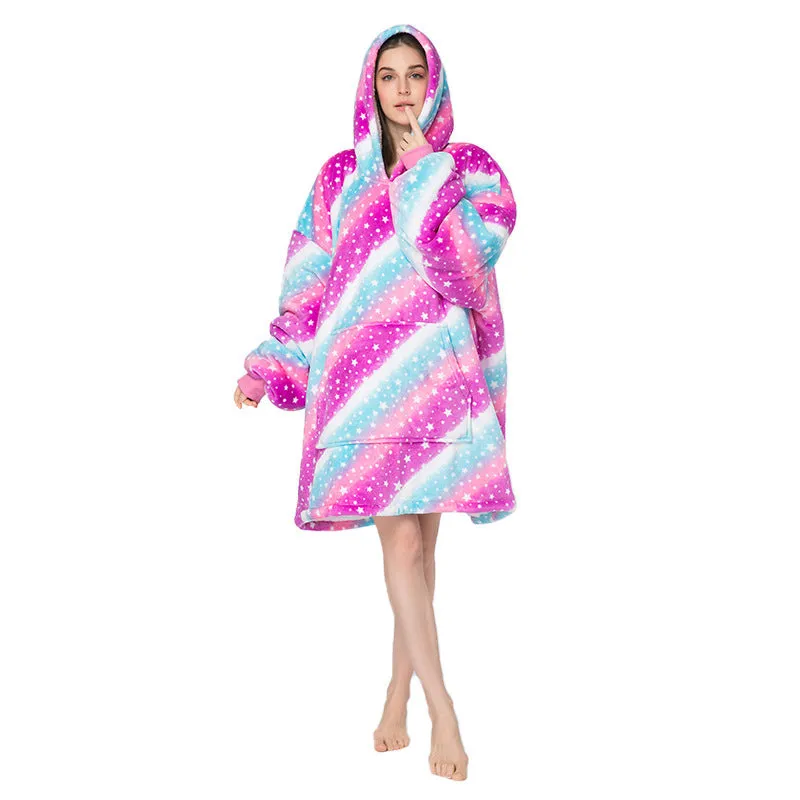 Soft Warm "Wearable Blanket" Coral Fleece Hoodie