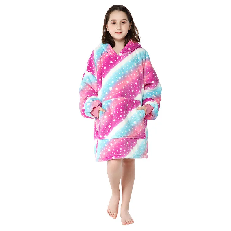 Soft Warm "Wearable Blanket" Coral Fleece Hoodie