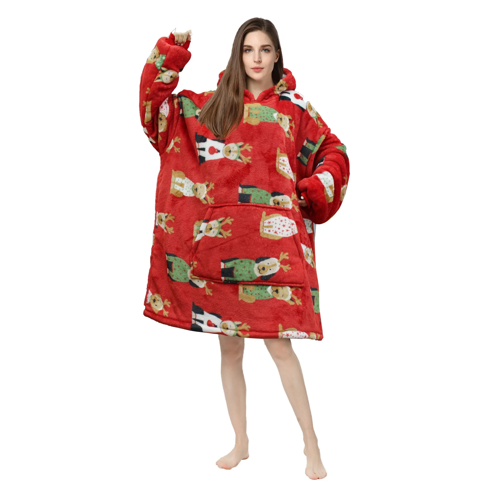 Soft Warm "Wearable Blanket" Coral Fleece Hoodie