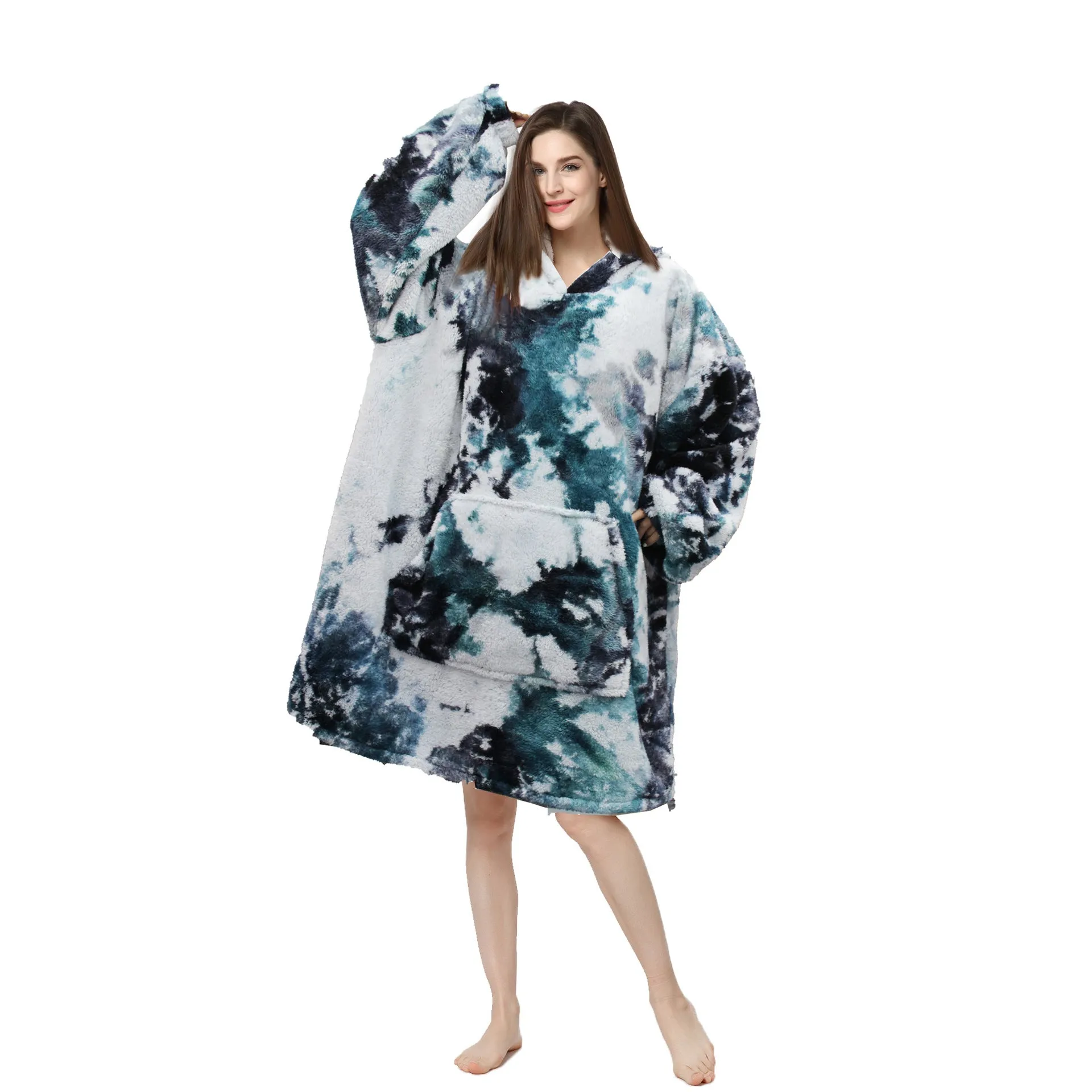 Soft Warm "Wearable Blanket" Coral Fleece Hoodie