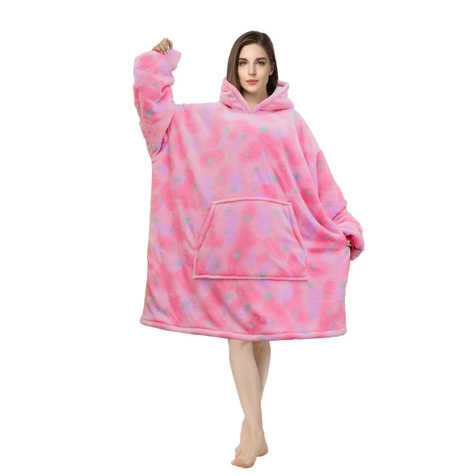 Soft Warm "Wearable Blanket" Coral Fleece Hoodie