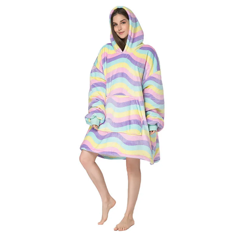 Soft Warm "Wearable Blanket" Coral Fleece Hoodie