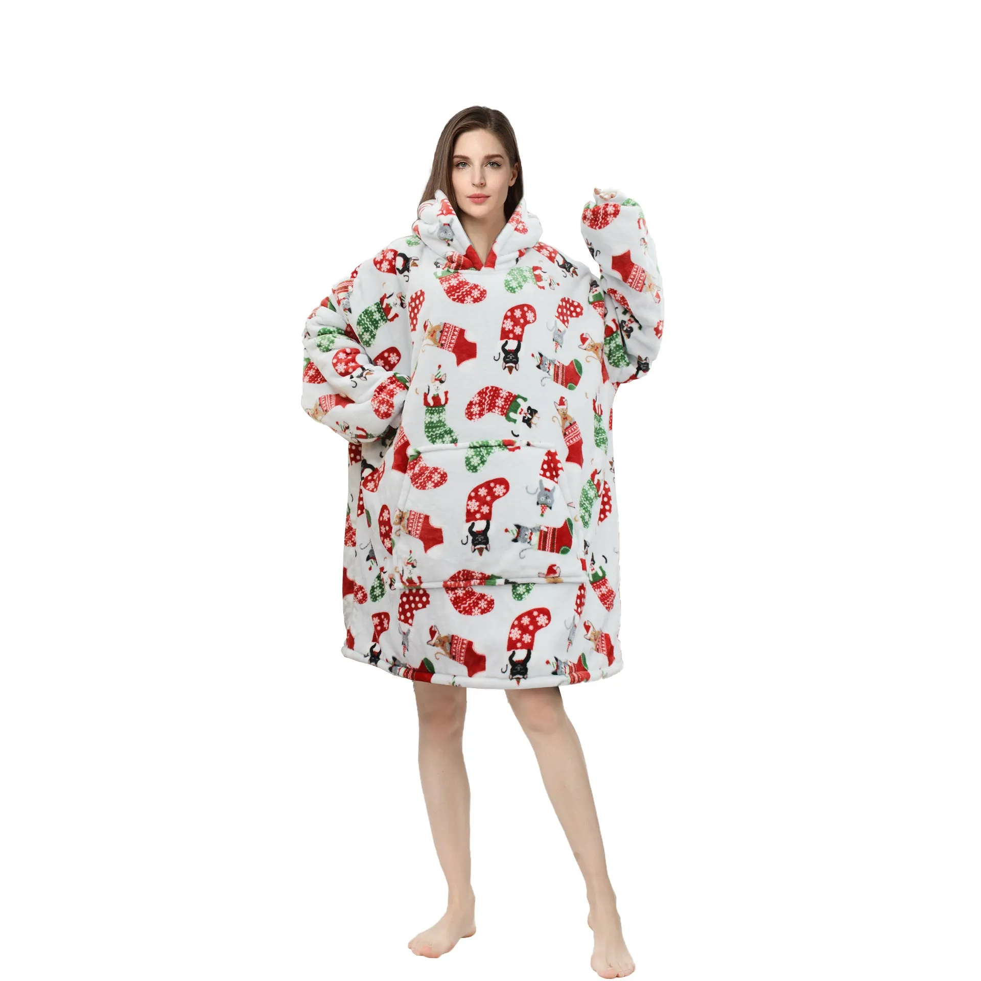 Soft Warm "Wearable Blanket" Coral Fleece Hoodie