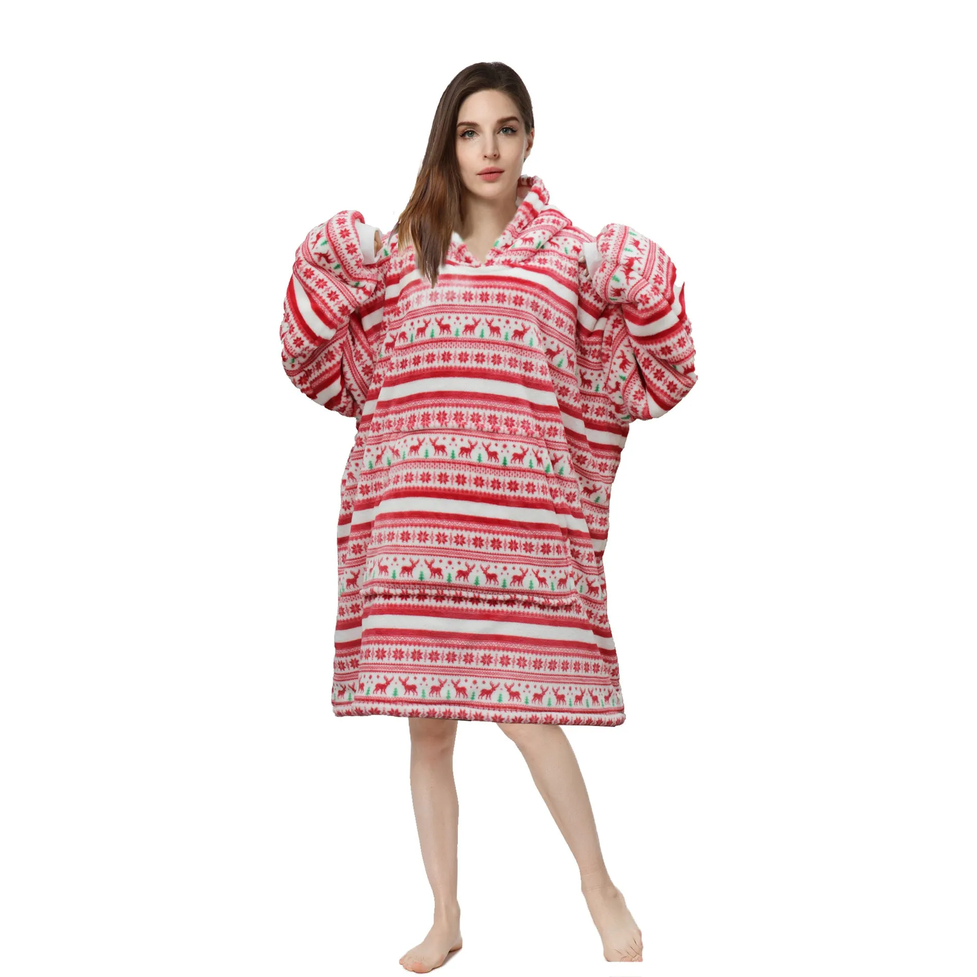 Soft Warm "Wearable Blanket" Coral Fleece Hoodie