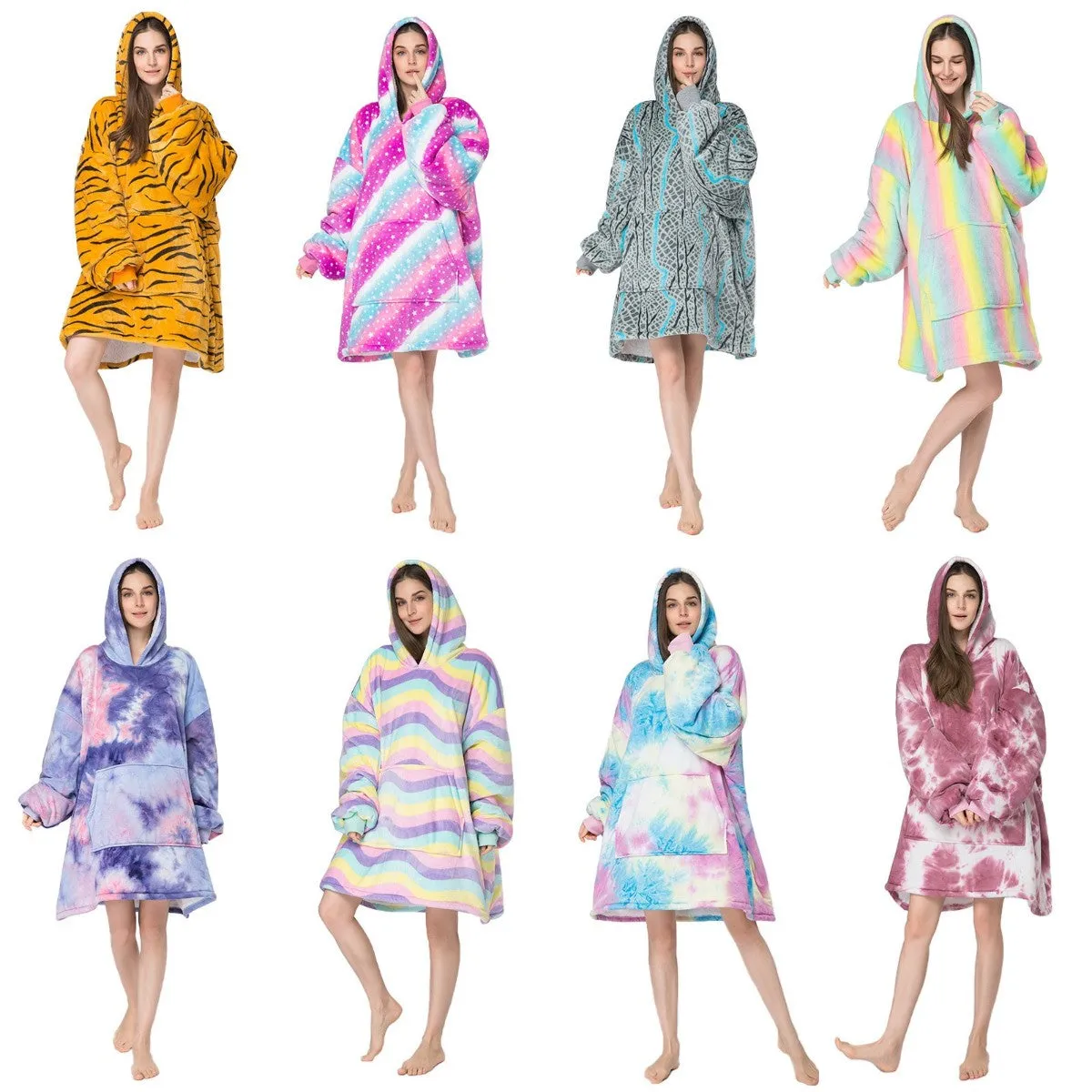 Soft Warm "Wearable Blanket" Coral Fleece Hoodie