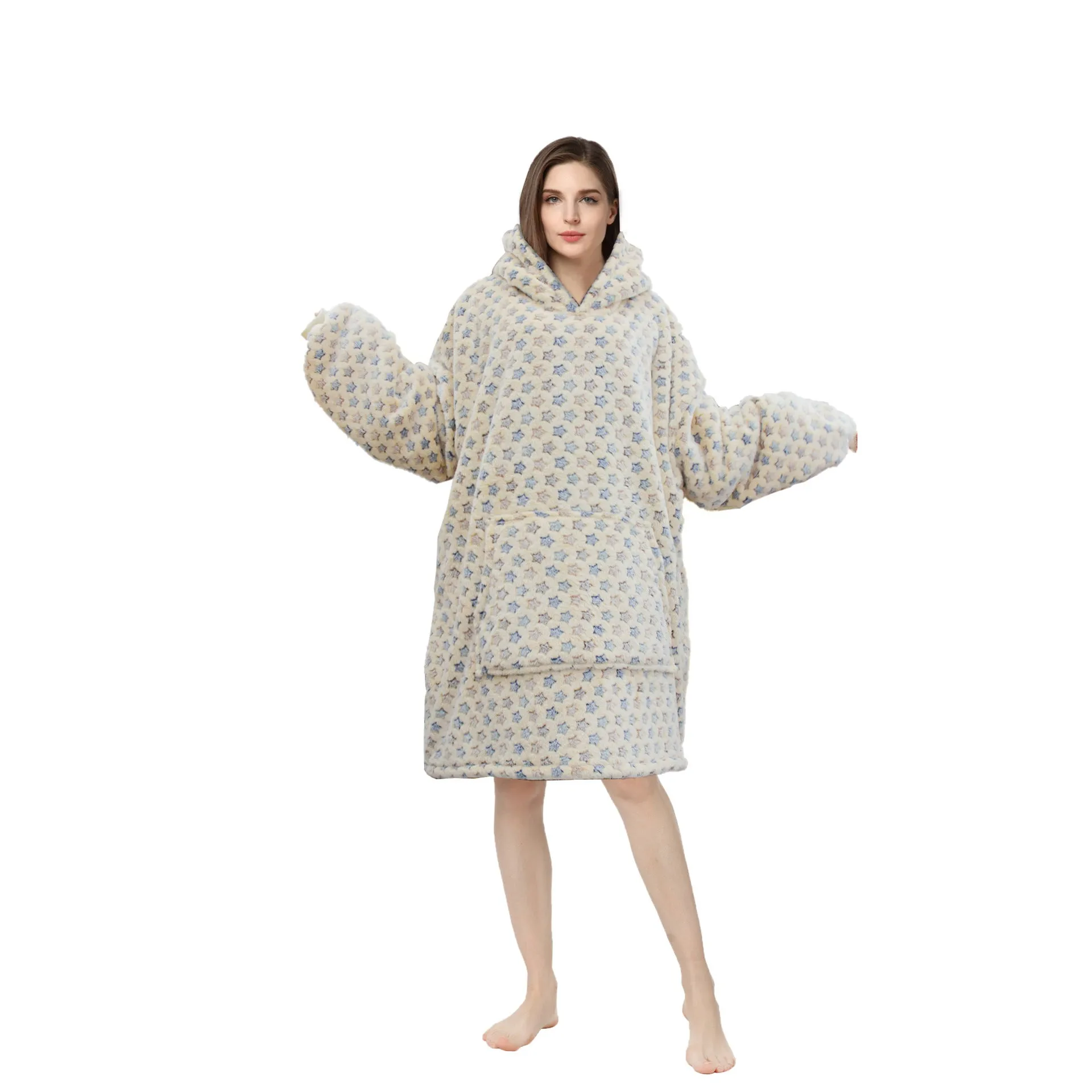 Soft Warm "Wearable Blanket" Coral Fleece Hoodie