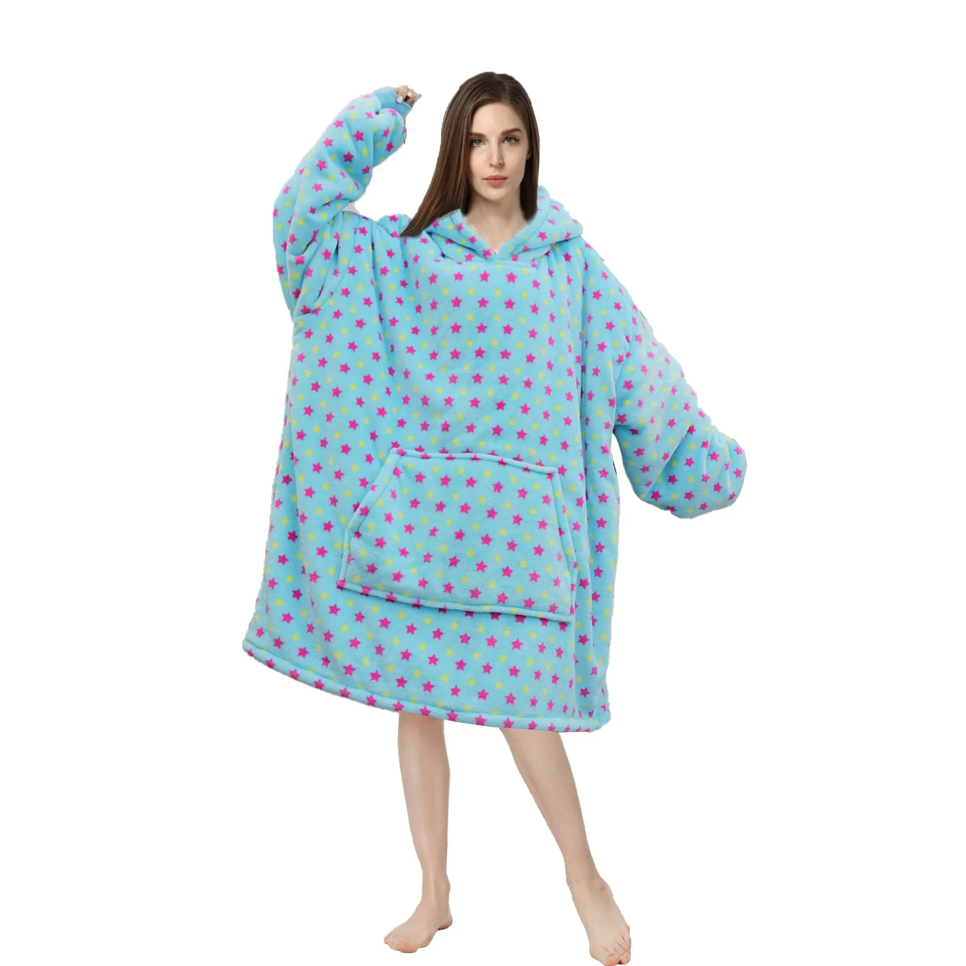 Soft Warm "Wearable Blanket" Coral Fleece Hoodie