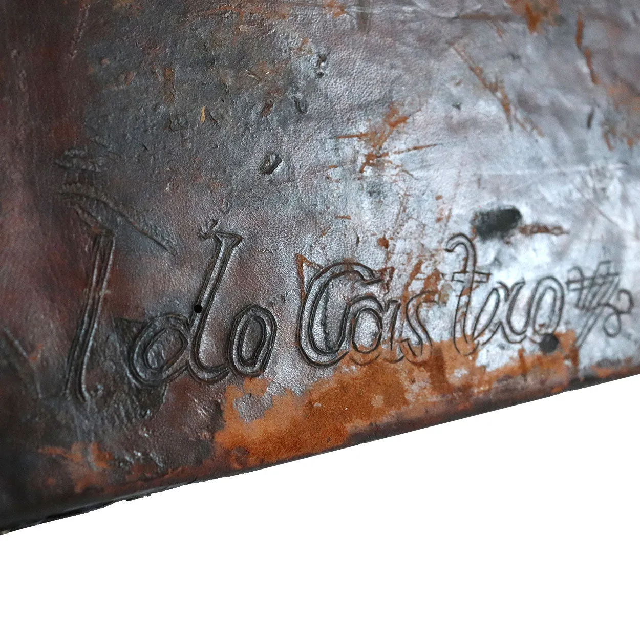 Spanish Baroque Tooled Leather and Iron Mounted Pine Desk / Document Box