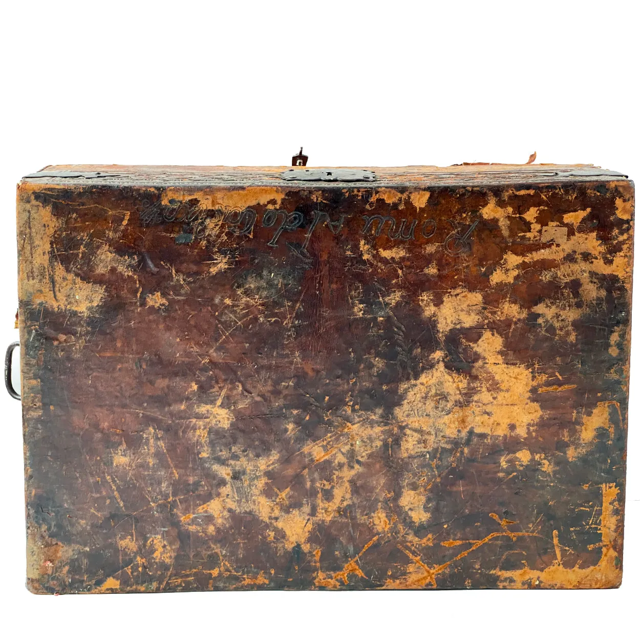 Spanish Baroque Tooled Leather and Iron Mounted Pine Desk / Document Box