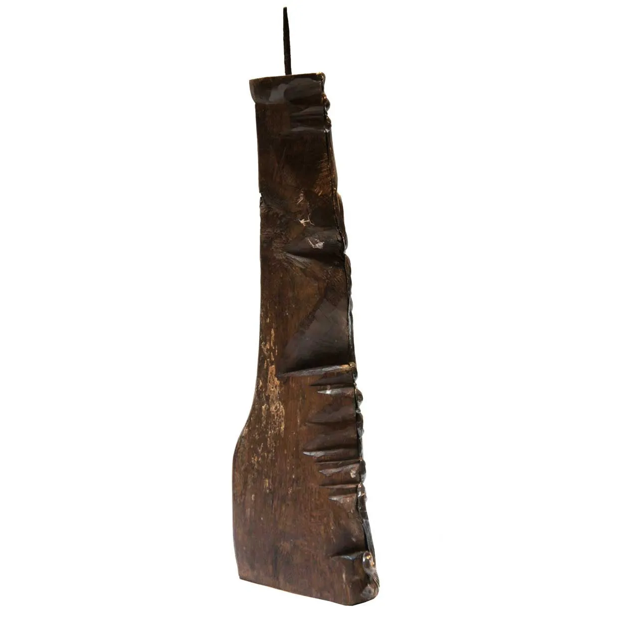 Spanish or Portuguese Silver Mounted Teak Candlestick