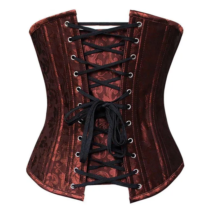 Steel Boned Brown Jacquard Underbust
