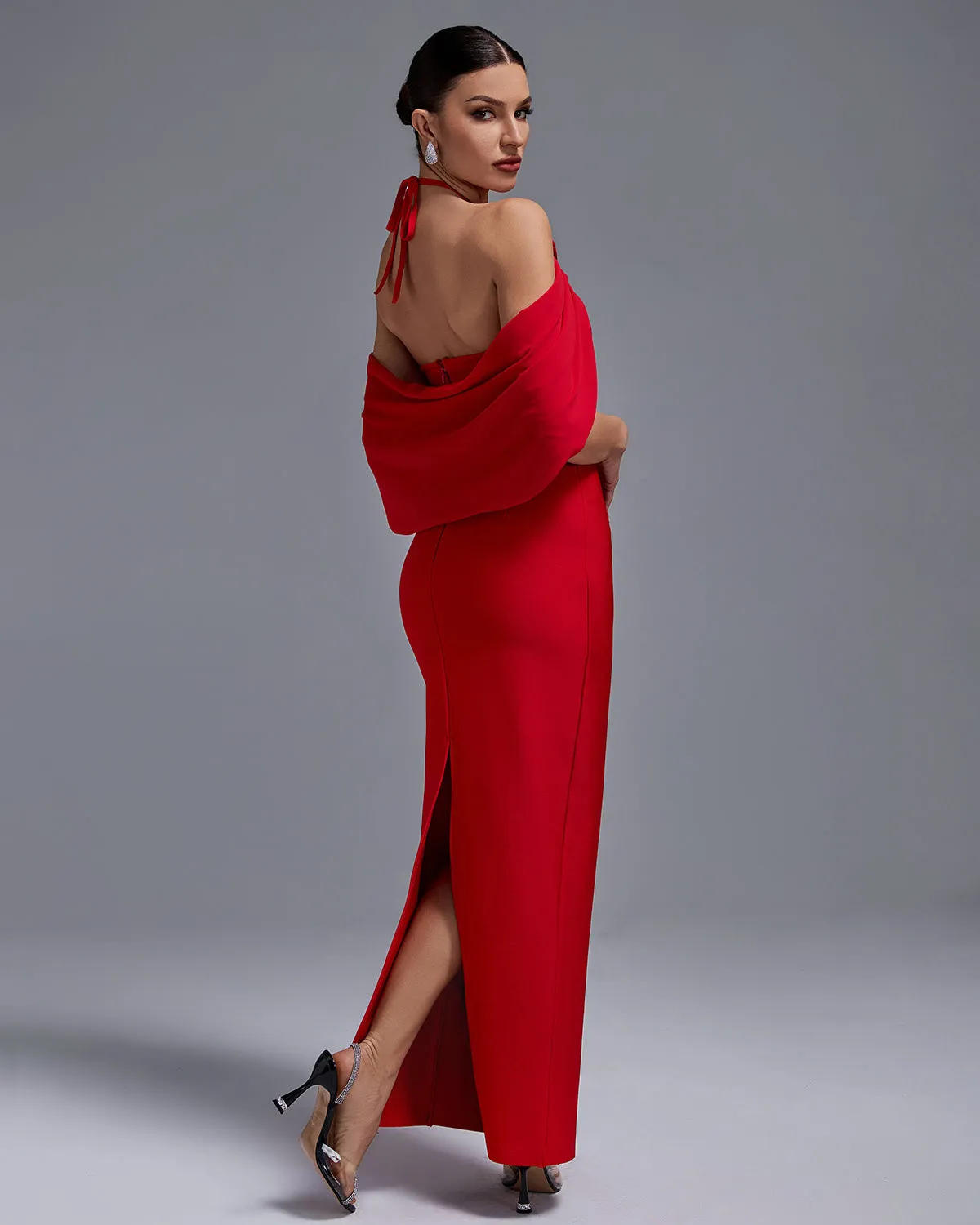 Strap-Flower Backless Maxi Bandage Dress