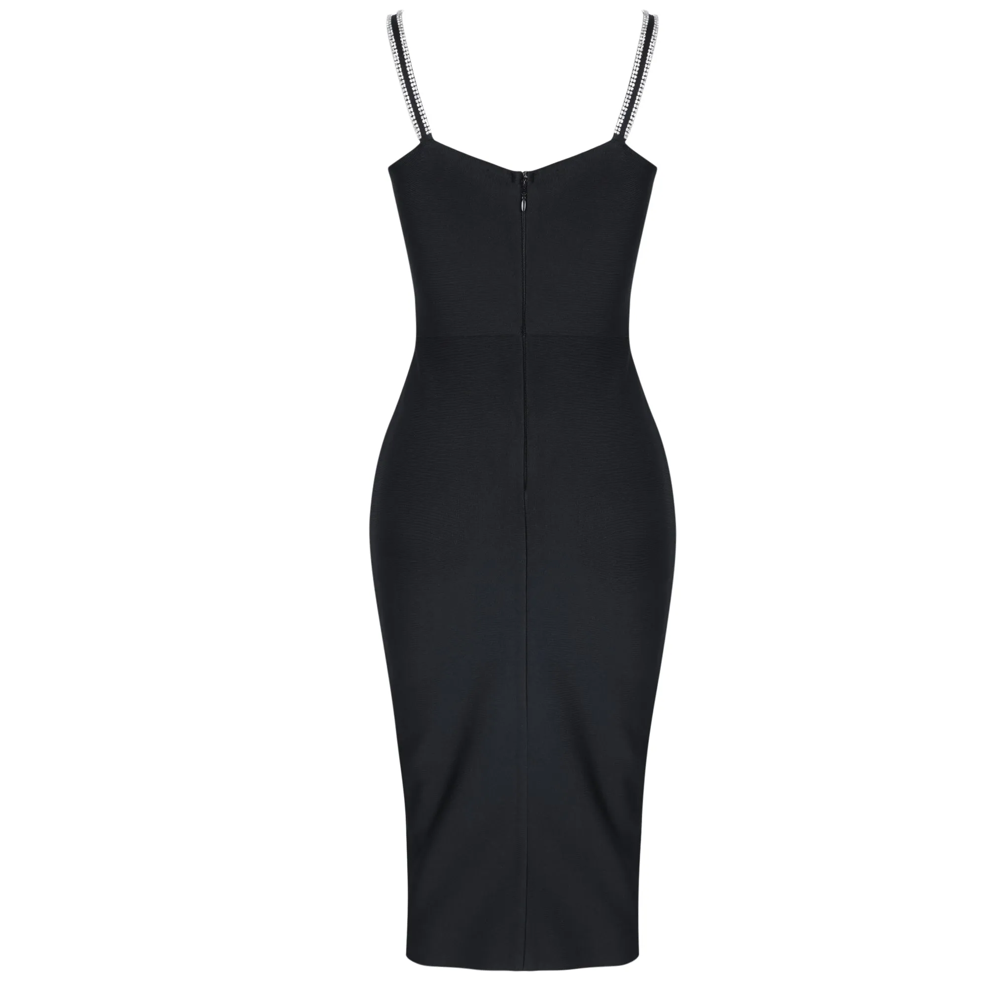 Strappy Sleeveless Drill Chain Midi Bandage Dress