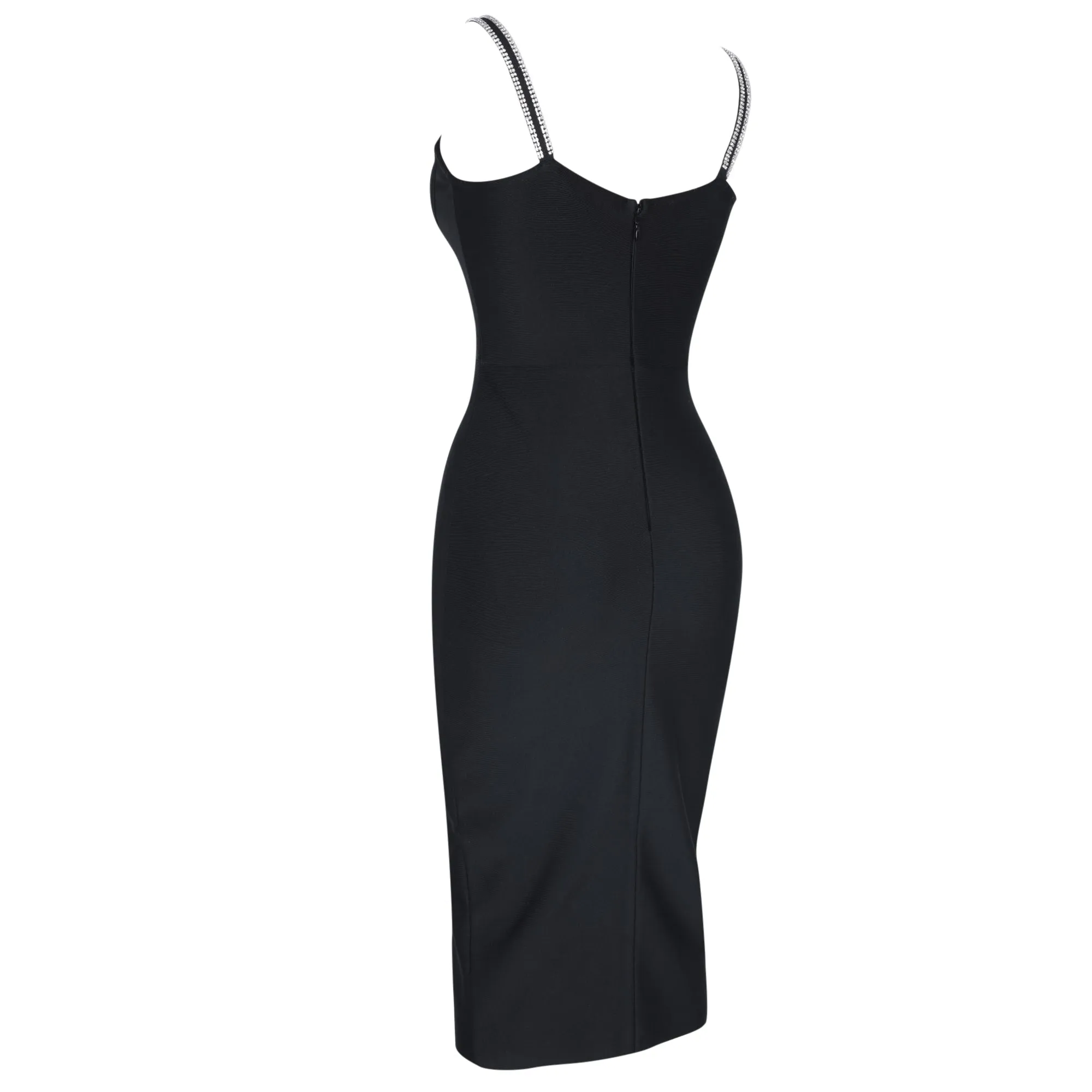 Strappy Sleeveless Drill Chain Midi Bandage Dress