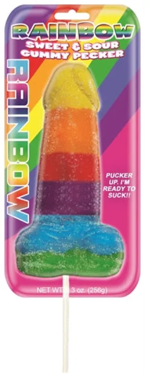 Sweet and Sour Jumbo Rainbow Gummy Cock Pop: A Naughty Treat for Adult Fun