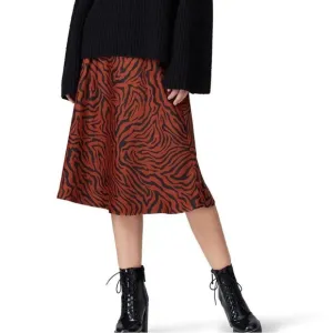 Sweet Baby Jamie | Satin Zebra Print Midi Pull-On Skirt Brown/Black Sz Medium