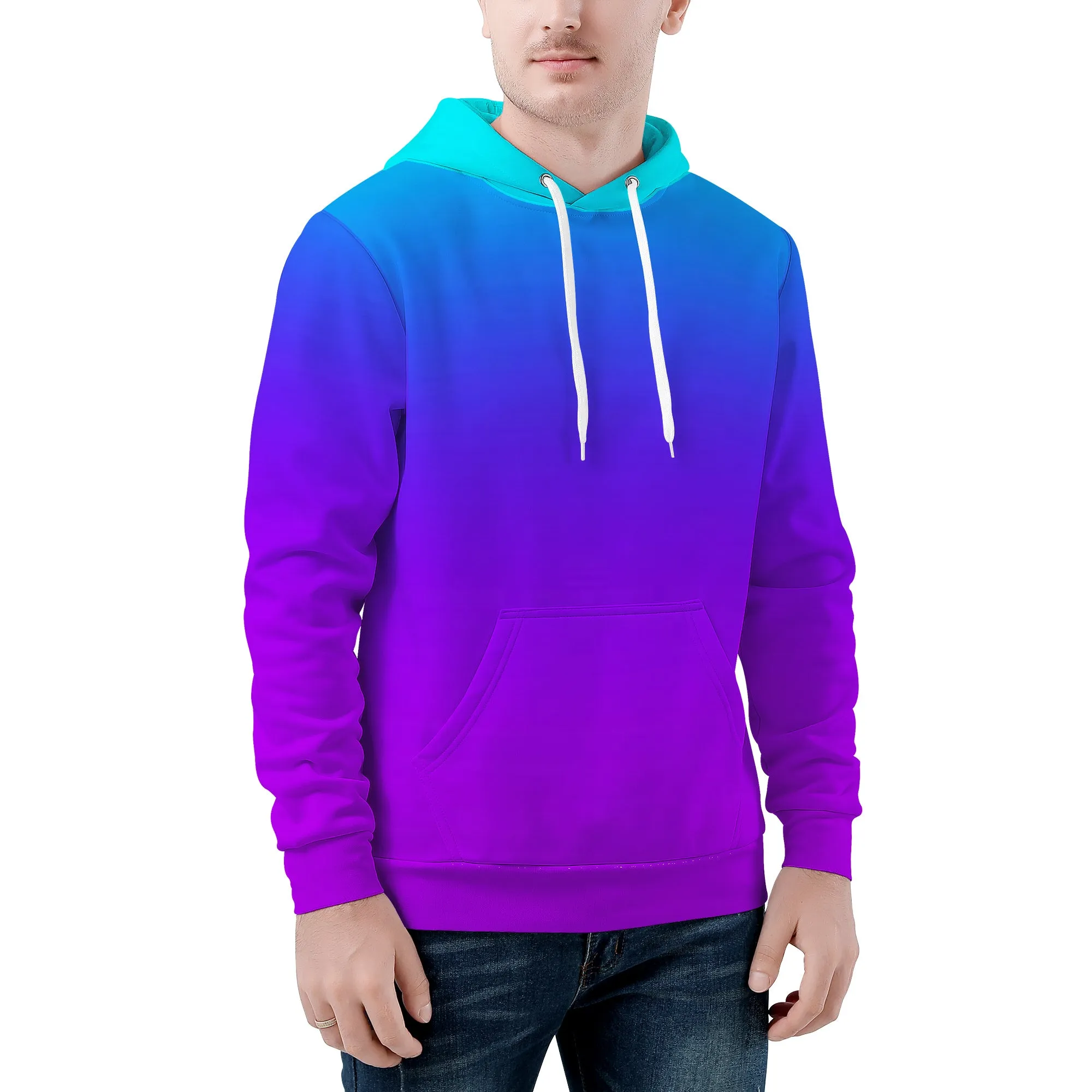 Teal Blue Faded to Purple Men/Unisex All Over Print Premium Hoodie
