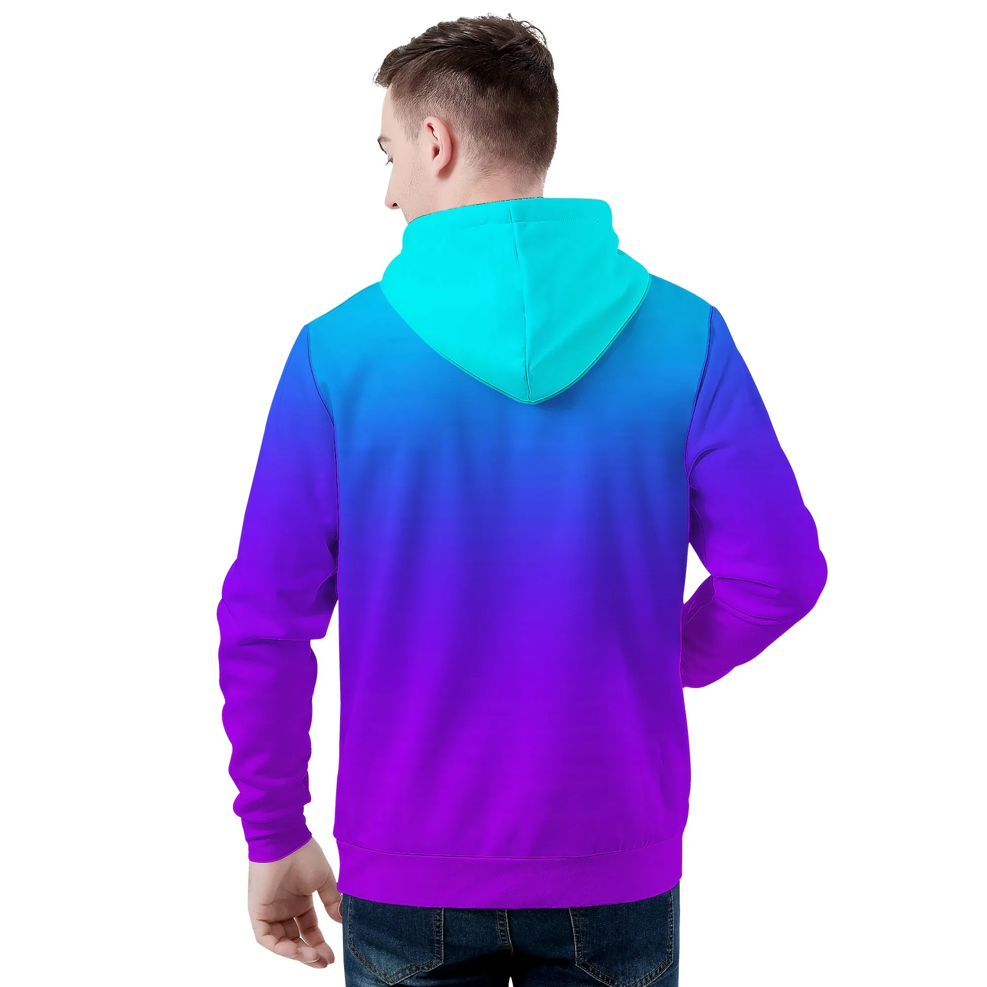 Teal Blue Faded to Purple Men/Unisex All Over Print Premium Hoodie