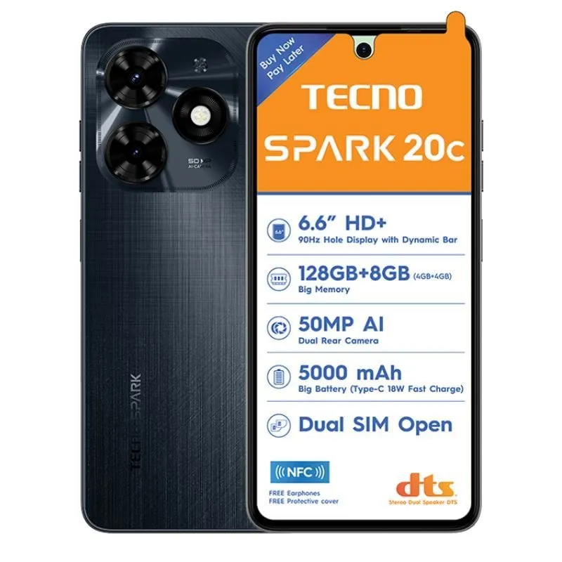 Tecno Spark 20C 4G Dual Sim 128GB - Black