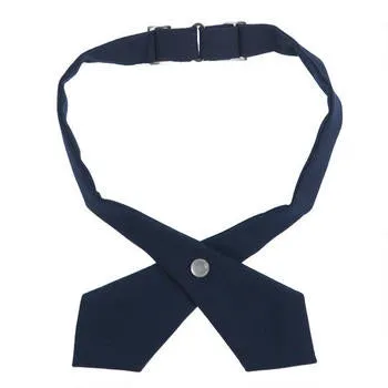 Tie, Navy Adjustable Solid Color Cross Tie