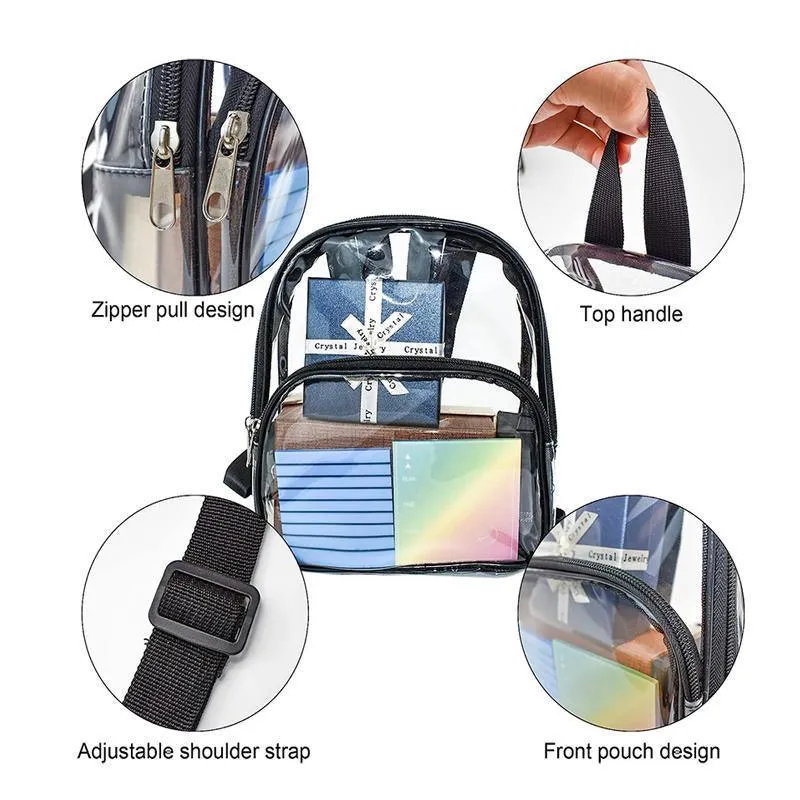 Transparent Backpack Bag Clear PVC Travel Shoulder Bag School Bag Strap Book Bag
