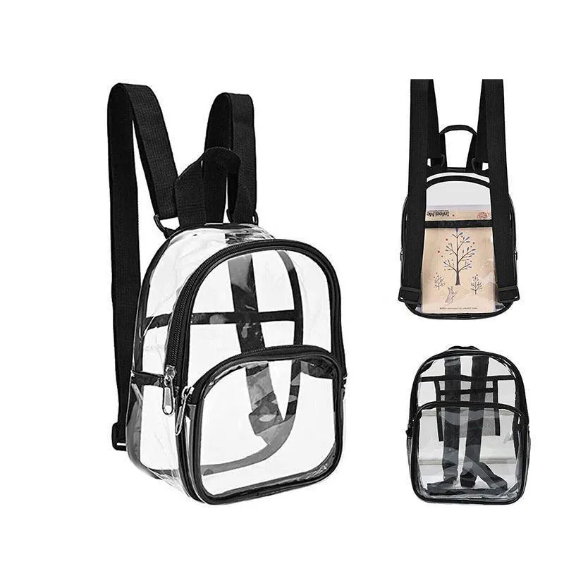 Transparent Backpack Bag Clear PVC Travel Shoulder Bag School Bag Strap Book Bag