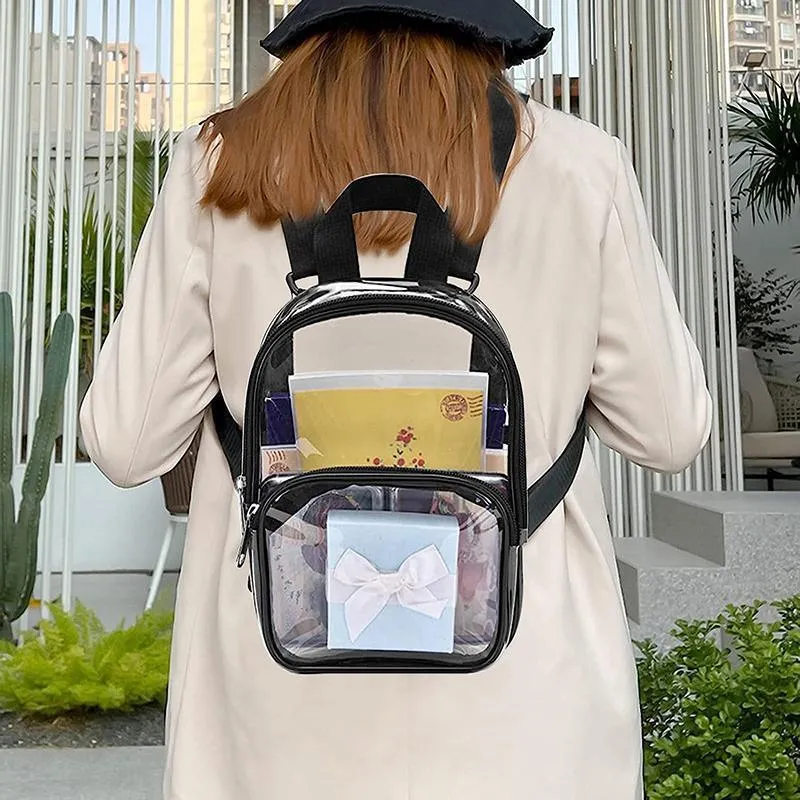 Transparent Backpack Bag Clear PVC Travel Shoulder Bag School Bag Strap Book Bag