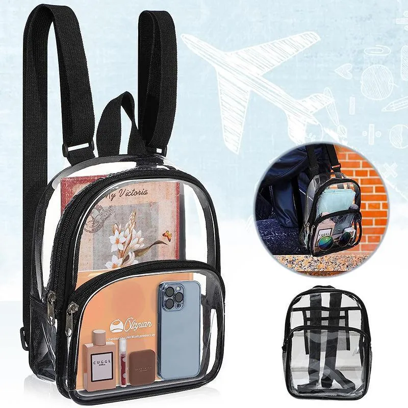 Transparent Backpack Bag Clear PVC Travel Shoulder Bag School Bag Strap Book Bag