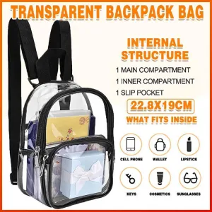 Transparent Backpack Bag Clear PVC Travel Shoulder Bag School Bag Strap Book Bag