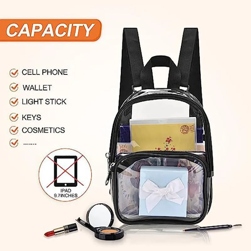 Transparent Backpack Bag Clear PVC Travel Shoulder Bag School Bag Strap Book Bag