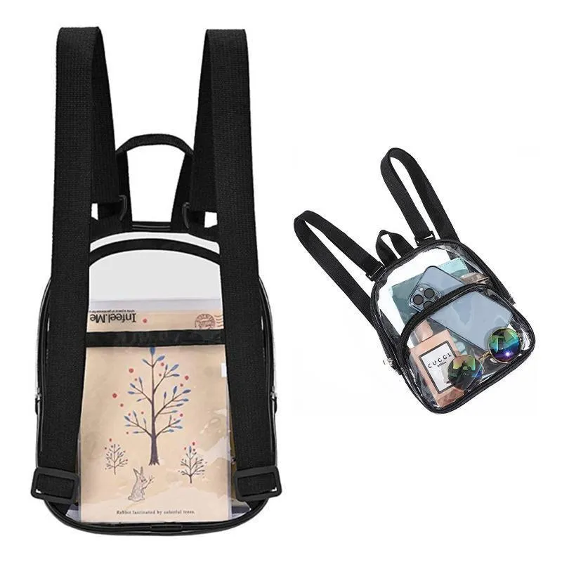 Transparent Backpack Bag Clear PVC Travel Shoulder Bag School Bag Strap Book Bag
