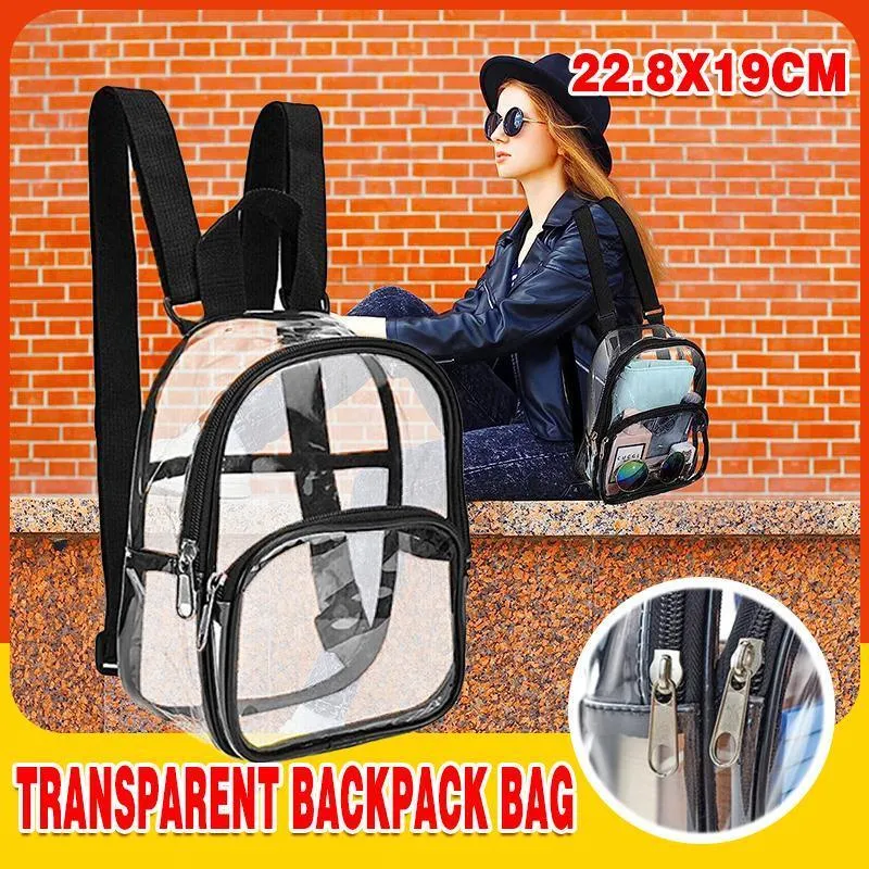 Transparent Backpack Bag Clear PVC Travel Shoulder Bag School Bag Strap Book Bag
