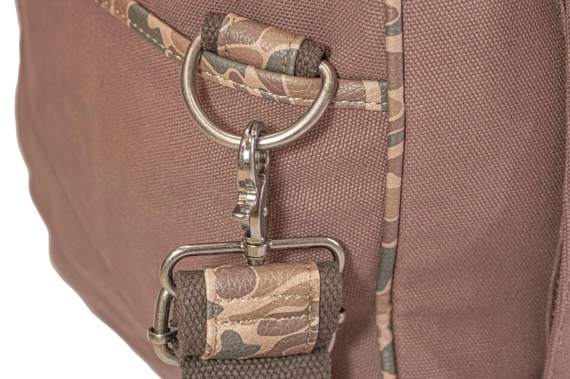 Turkey Brown Waxed Canvas Old School Camo Weekender Bag.