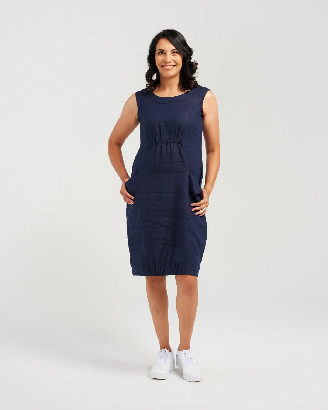 Two Pocket Elastic High Waist Dress